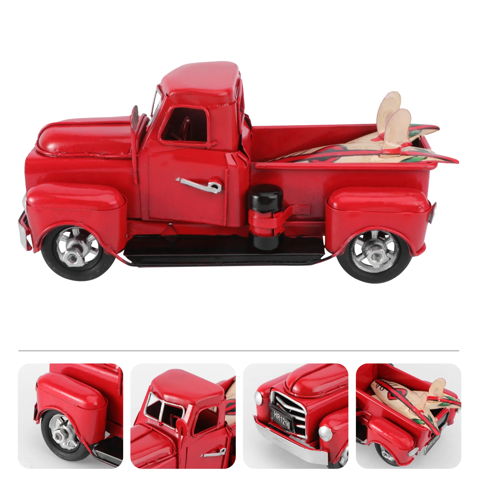 

Christmas Truck Vintage Red Truck Metal Pickup Truck Christmas Classic Car Desktop Xmas Figurine Car Model Holiday Table