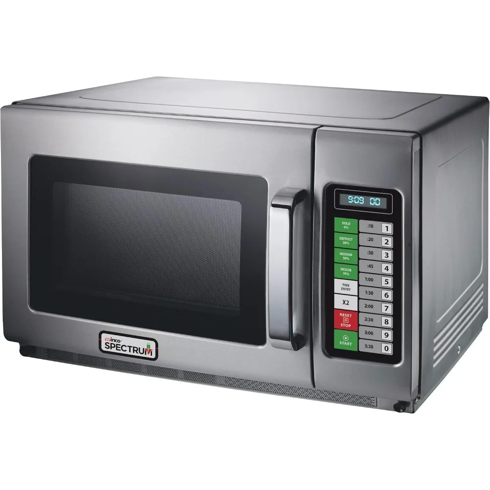 EMW-1000ST Commercial-Grade Microwave Oven, .9 Cubic Feet, Silver 20.12"D x 16.97"W x 12.24"H Capacity 0.9 Cubic Feet 5
