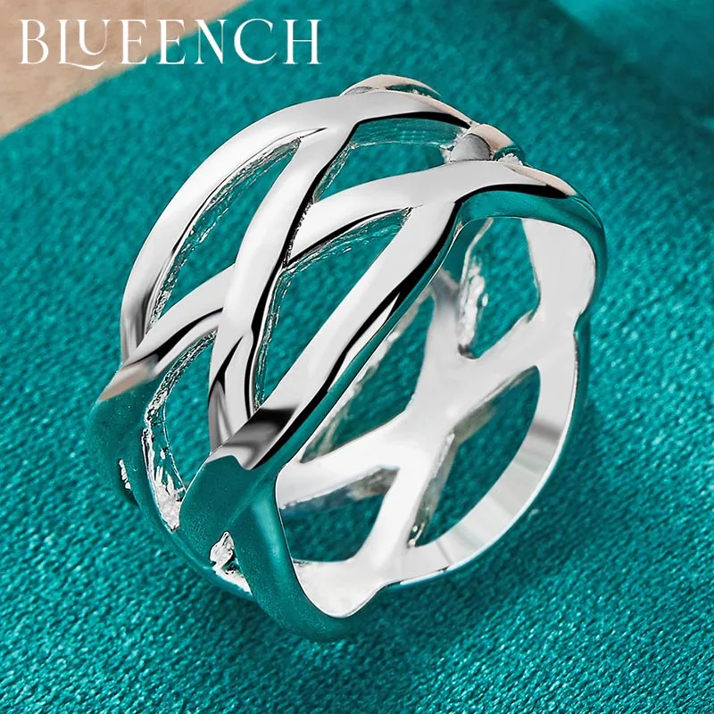 

Blueench 925 Sterling Silver Braided Cutout Ring for Men Women Party Party Personality Fashion Charm Jewelry