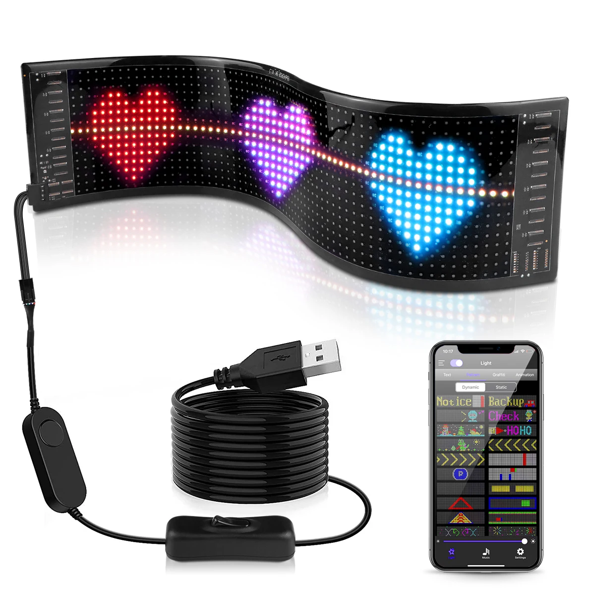 Programmable USB 5V LED Pixels Matrix Screen RGBIC Neon Strip Light