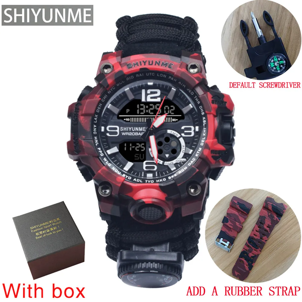 SHIYUNME Men's Camouflage Military Watch Waterproof Compass Chronograph Electronic Outdoor Sports Watch Male Relogios Masculino 