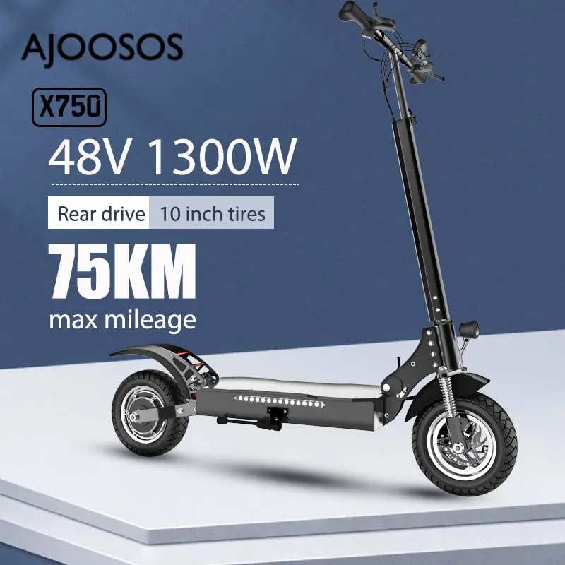 AJOOSOS X750 Electric Scooter Adults 48v 1300w Rear Motor 3 Speed Gear 60km/h 75km электросамокат E Scooter with Alarm Device