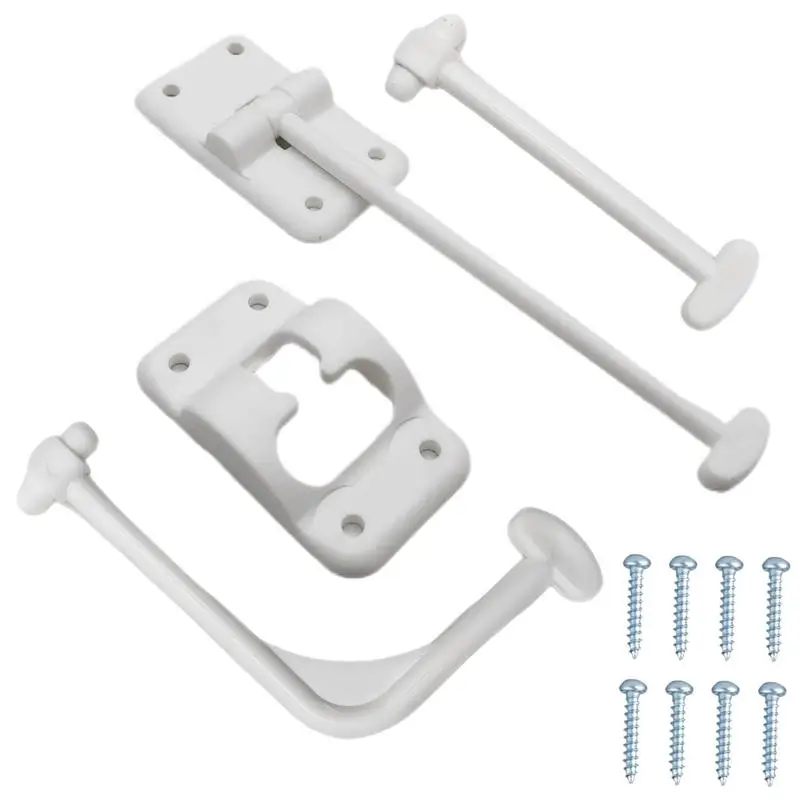 RV Door Retainer Kit RV T-Style Door Holder Catch Entry Door Catch T-Shaped Entrance Latch with Screws Exterior Hold Hook & Keeper Versatile RV