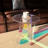 Table basse en acrylique arc-en-ciel pour document, verre irisé, table d'appoint ronde, table d'appoint moderne pour salon, 120cm 5