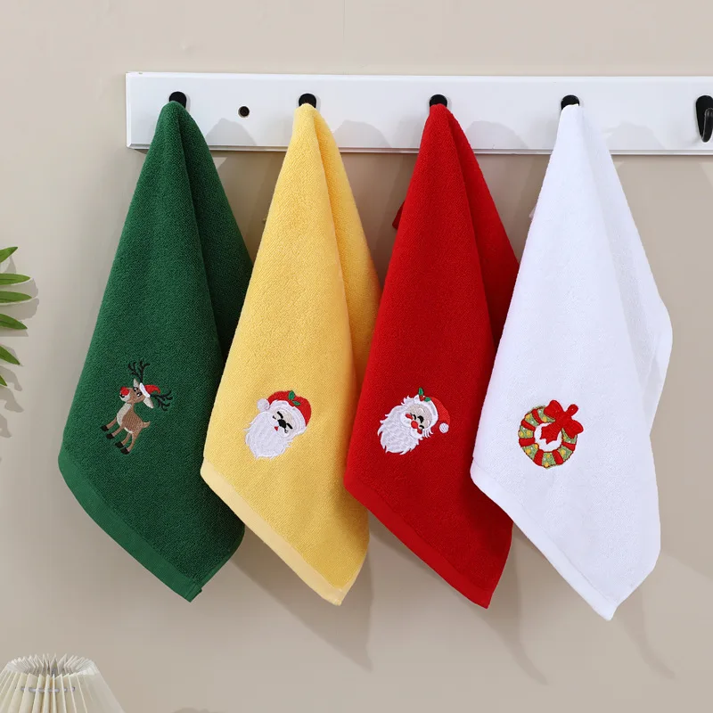 Description Picture 2 of item3PCS Set Soft Cotton Towels  Merry Christmas Santa Claus Hand Towels 32x45cm Absorbent Hand Bath Towels for Home Hotel Bathroom