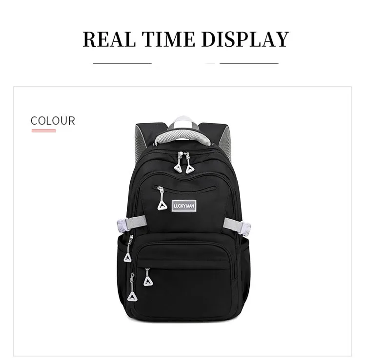 Women's Backpack Fashion Solid Color Backpack Teenage Girls School Shoulder Bag Waterproof Nylon Bagpack