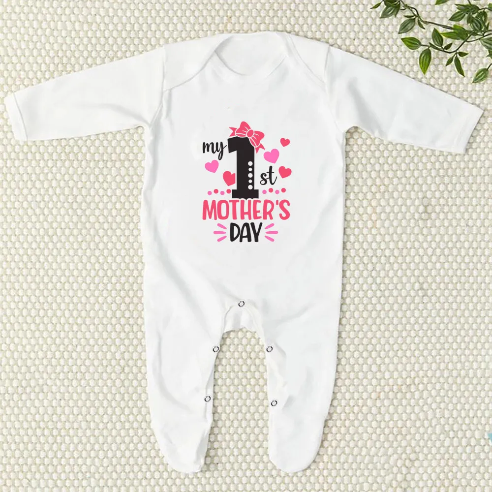 My 1st Mother's Day Newborn Sleepsuit Romper Baby Bodysuit Infant Body Long Sleeve Jumpsuit Boys Girls Infant Mothers Day Outfit baby clothes baby sleepsuit