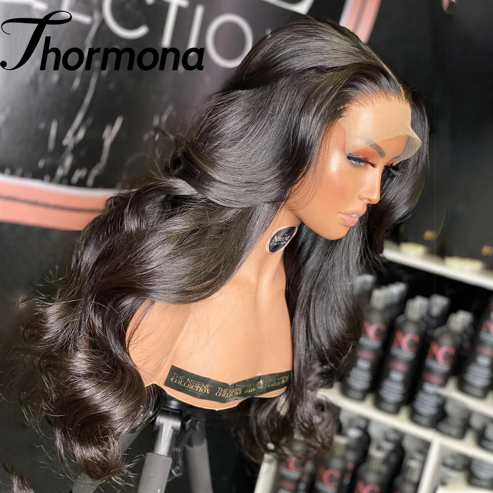 Human Hair Wig Synthetic Wig 13x6 Body Wave Lace Front Wig 30 inch 180% Density Glueless 13X4 Lace Front Wig Human Hair Pre Plucked HD Frontal