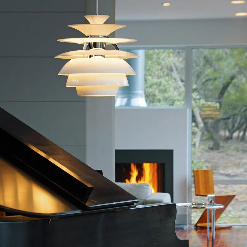 Postmodern Aluminum Pendant Lights Nordic Designer Hanglamp for Living Room Decor Light Fixtures Snowball Mounted Chandelier E27 5