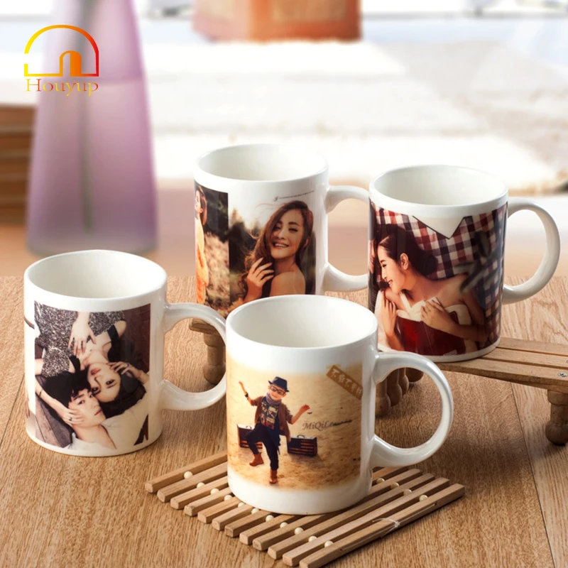 

HOUYUP DIY Couples Gift Magic Mug 350ML Heat Transfer Color Ceramic Coffee Cup Customize Print Photo LOGO Picture Creative Gifts
