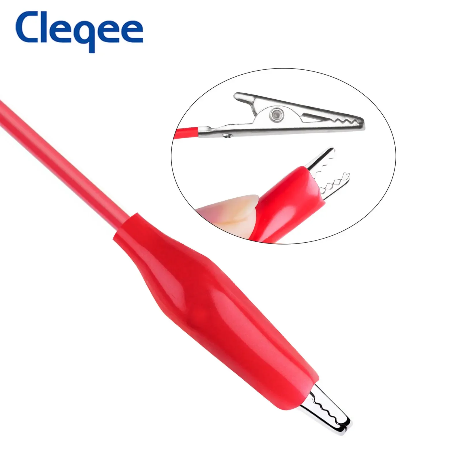 Cleqee P1025 10pcs 듀얼 악어 클립 전기 테스트 리드 DIY 양면 악어 클램프 Roach 부드러운 PVC 50cm 점퍼 와이어