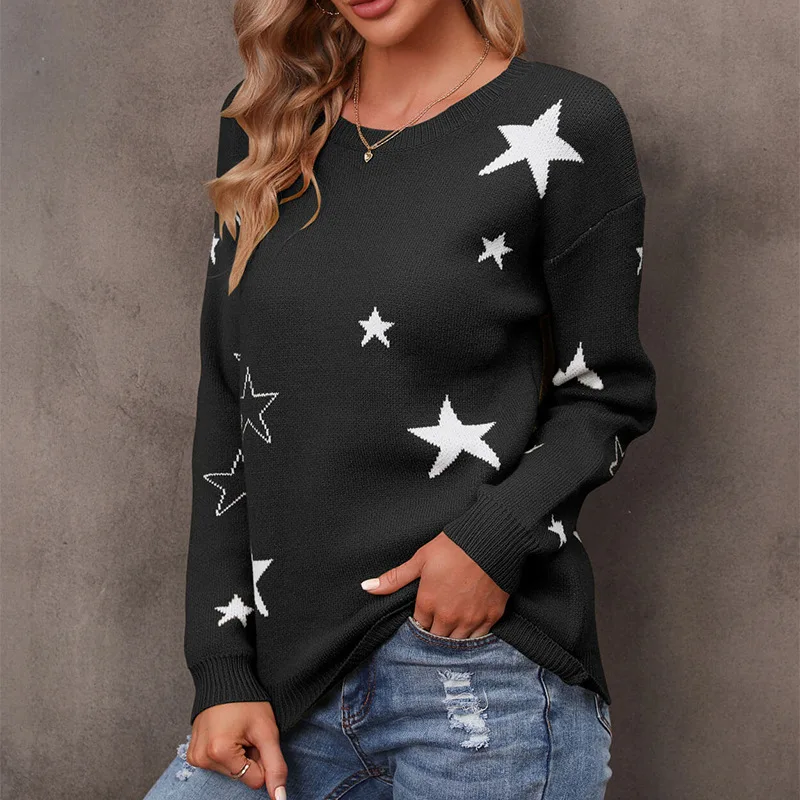 Winter Fall New Fashion Women's Loose Casual Oneck Sweater Female