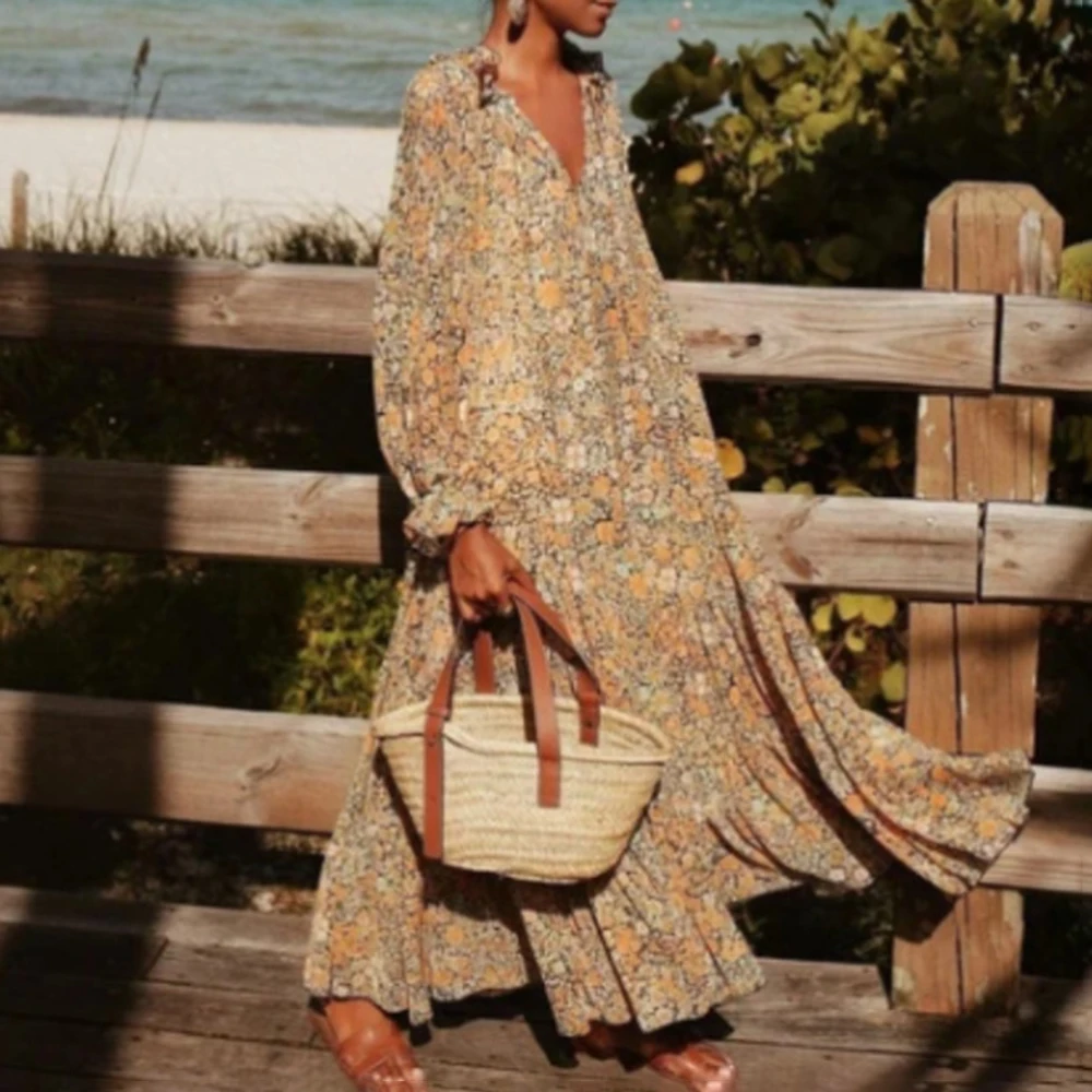 

Autumn Fashion Bohemian Women's Maxi Dress Oversize Beach Elegant Dresses Female Trendy Casual Loose Holiday Lady Clothes