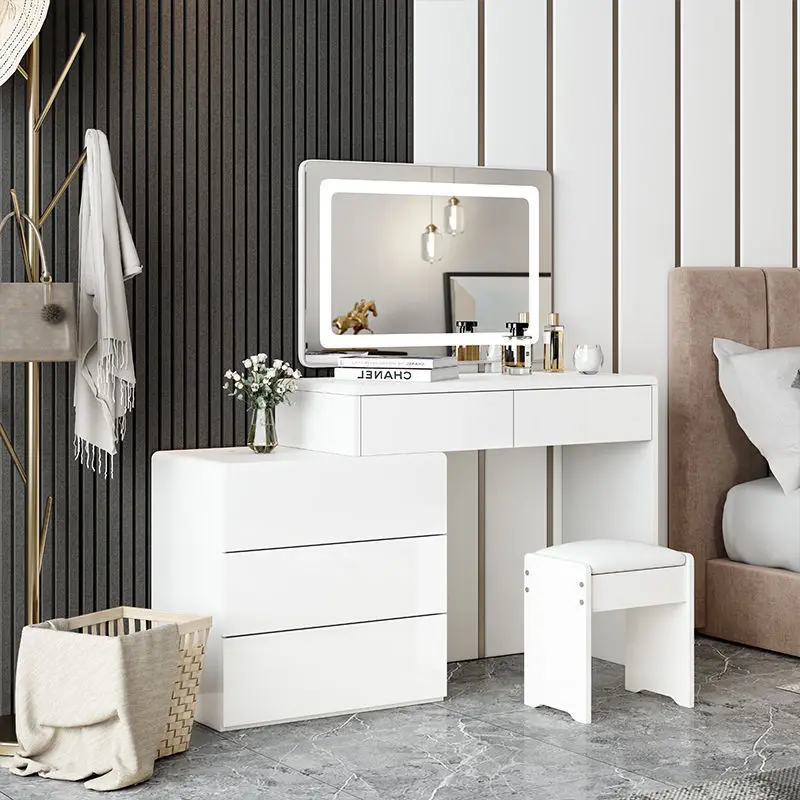 

Dresser Table LED Vanity Desk Mirrors Household Bedroom Dressing Table Interior Modern Luxury Furniture Table With Mirror ドレッサー