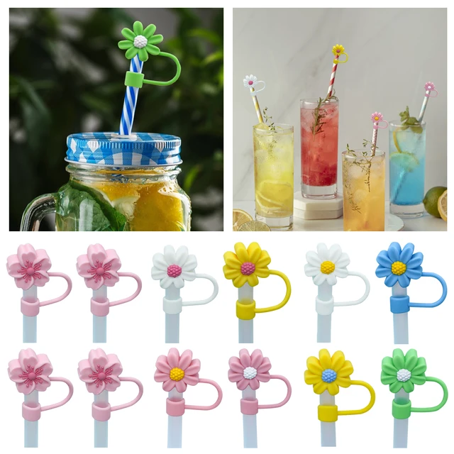 Silicone Straw Covers Cap Cute Flower Straw Toppers for Tumblers Dust-Proof  Drinking Straw Caps for Reusable Straws Tips Lids - AliExpress