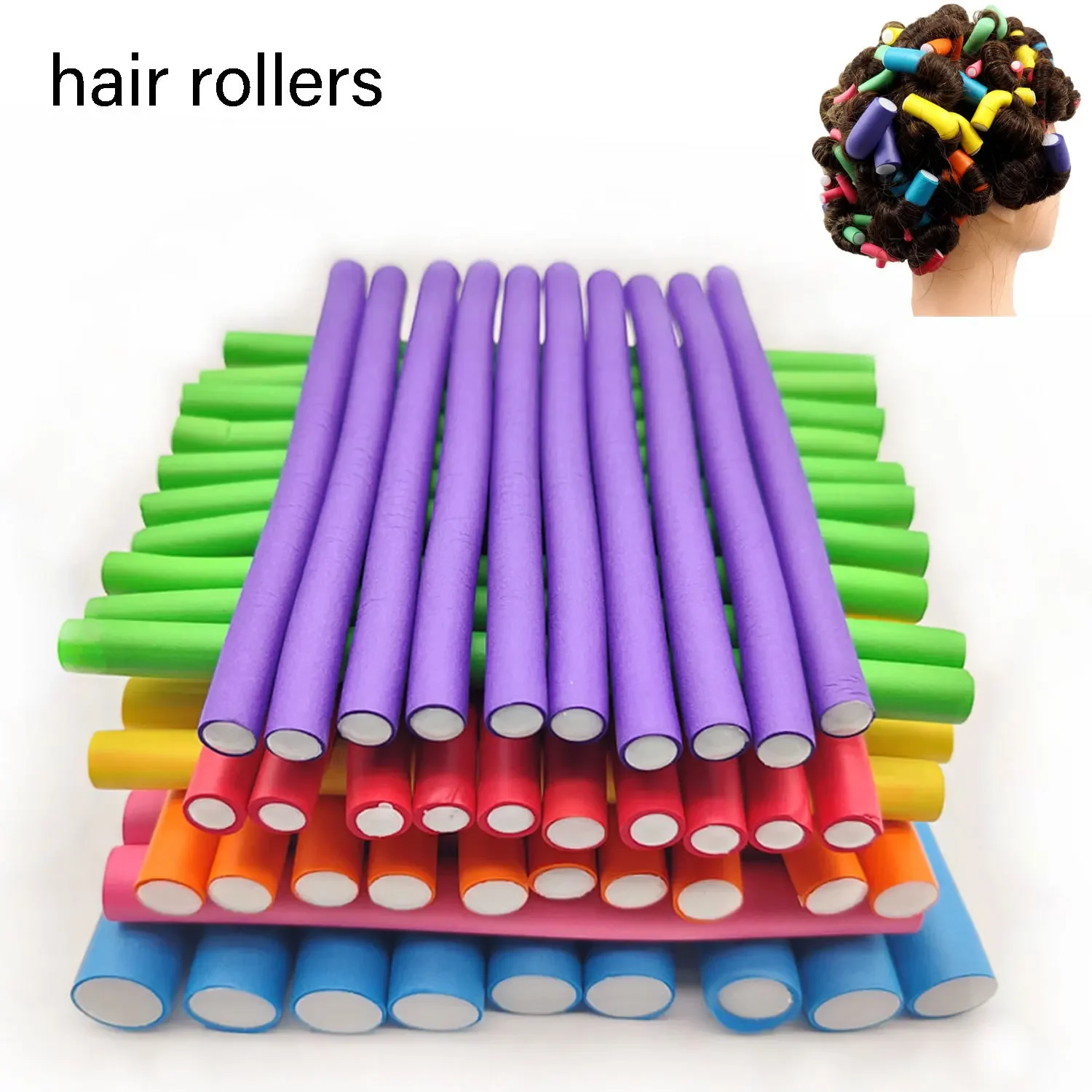 6 Boudins Flexibles Pour Boucler Les Cheveux - 15 Cm X 1,5 Cm, Neufs