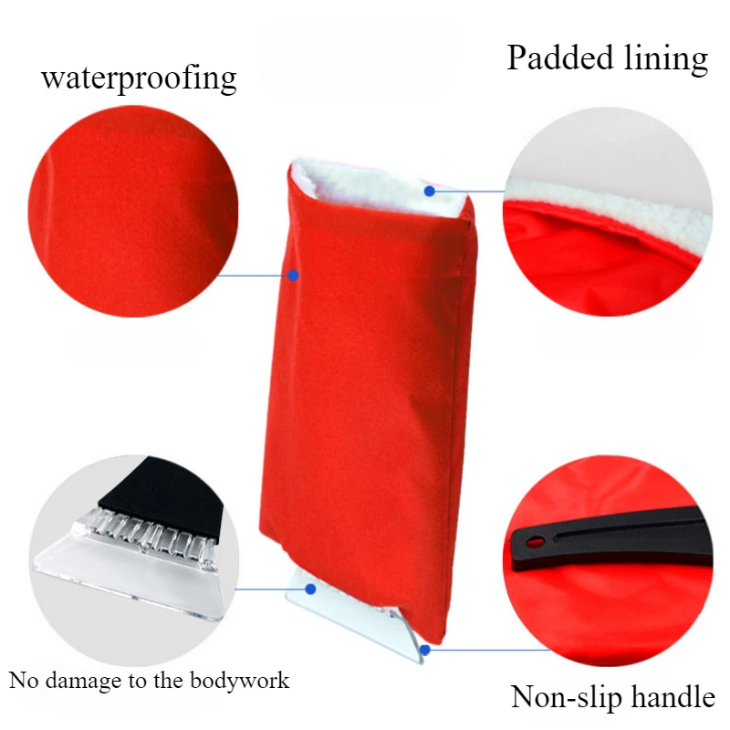 Two in One Car Plush Warm Gloves Snow Shovel Winter Car Snow Shovel Plush Warm Defrost Accessories