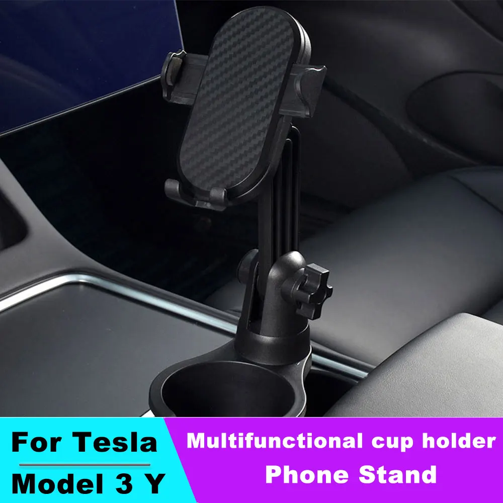 

Multifunctional cup holder mobile phone Stand For Tesla Model 3 Y 2017-2023 ABS stable rotated left and right 1PC