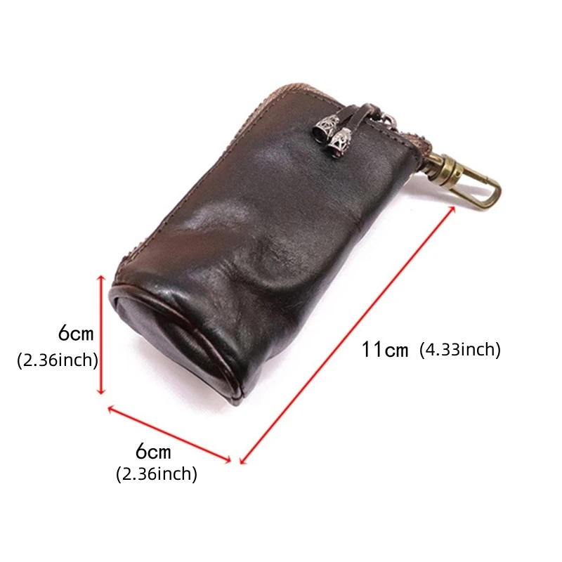 New Arrival Men Genuine Leather Key Bag Key Chain Holder Fashion Zipper Home Storage Bag Double Key Pack Car Bag for Man