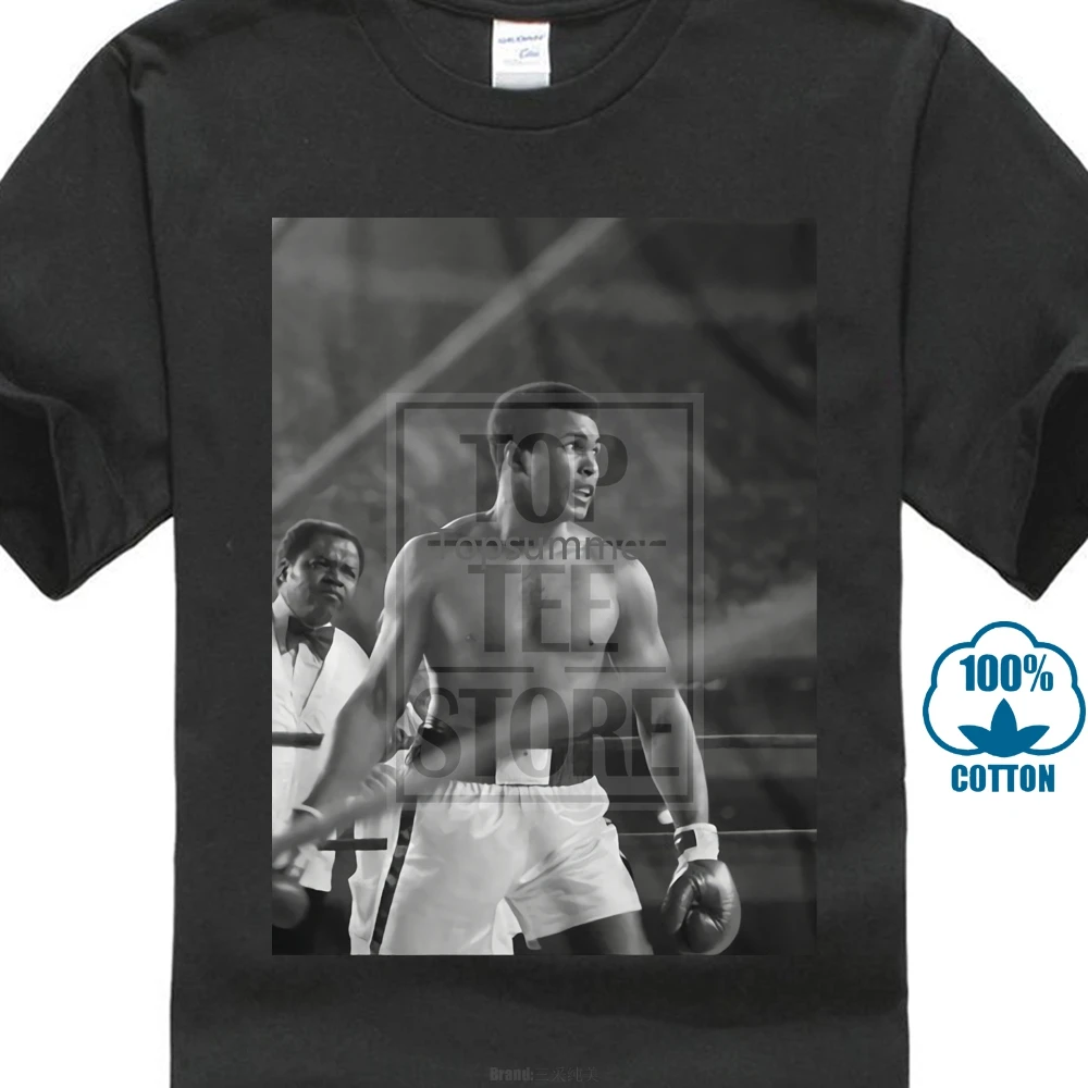 

Muhammad Ali Boxer Mens T Shirt Look Ahead In 100% Black Cotton Sizes Sm 4Xl