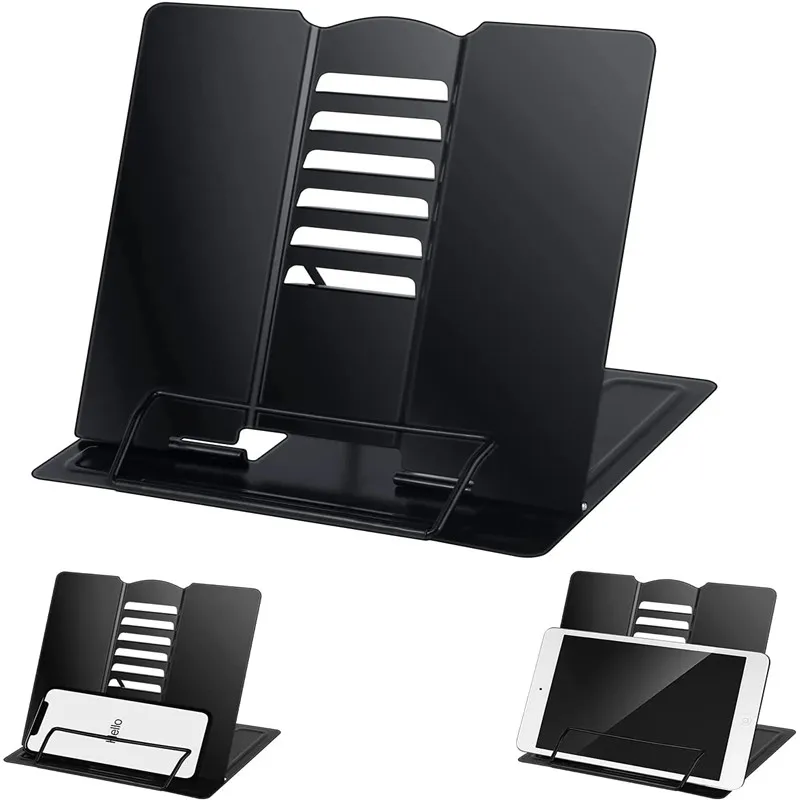 Enhanced Portable Metal Book Holder and Tablet Stand for Reading, Music Scores, and Recipes