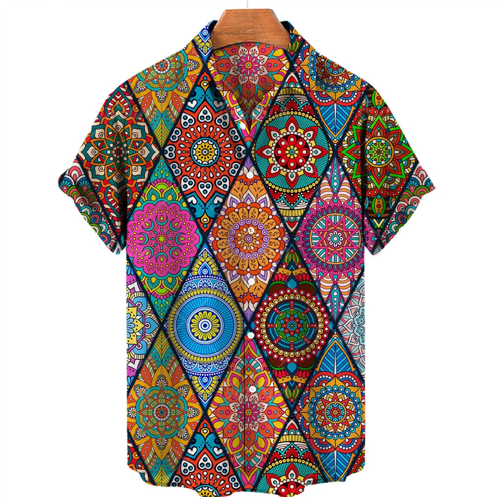 

2022 New Retro Pattern Men's Hawaiian Shirt 3D Print Short Sleeve Unisex Loose Beach Resort Fashion Casual Short Sleeve Shirt