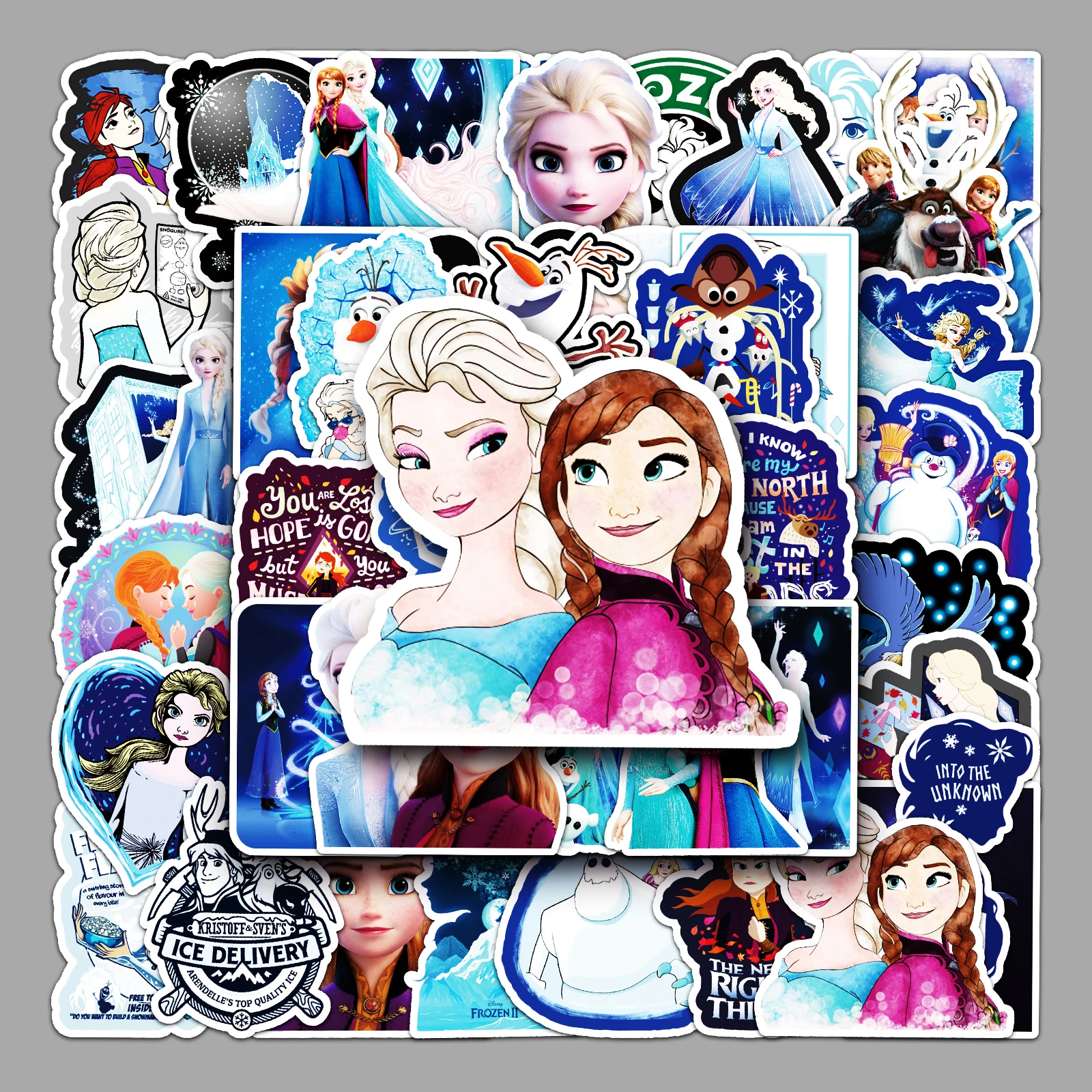 50Pcs/Set Anime Frozen Princess Stickers Graffiti Ornament Stationery Notebook Refrigerator Aesthetics Plaything DIY Sticker