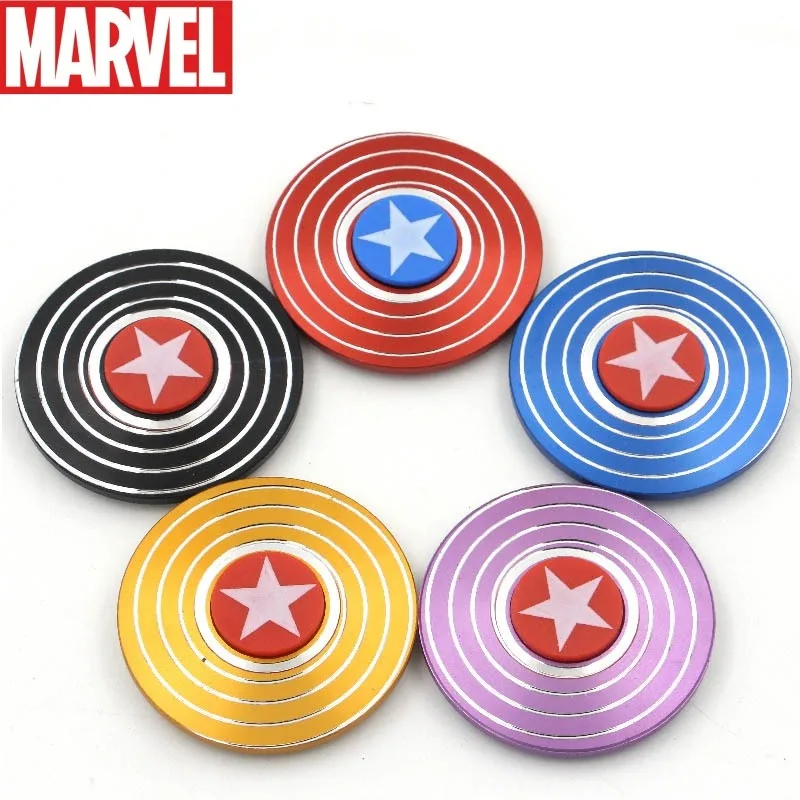 Игрушки Марвел Человек-паук Аниме фигурки Капитан Америка щит на кончик пальца Топ алюминиевый металлический топ на кончик пальца взрослые игрушки для снятия стресса