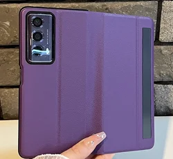 Leather Wallet Case with Smart View Window and Stand Function for Artificial leather (PURPLE)