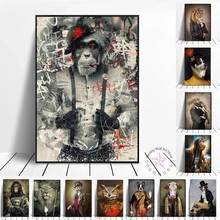 Animals In Cloth Abstract Poster Lion Monkey Wear A Suit Wolf Elephant Canvas Painting Print Wall Art Picture Room Home Decor