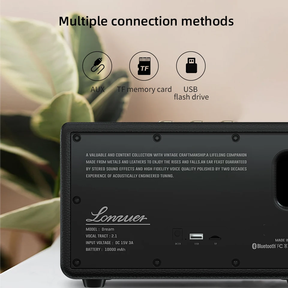 Lonzuer Class D Amplifier 80W Wireless Bluetooth Speaker 2.1 Channel Wooden For Home Subwoofer Desktop Sound Audio Speaker 4