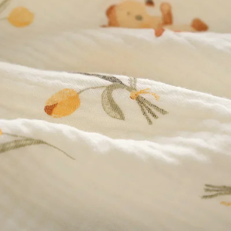 Ins Cartoon Baby Newborn Swaddling Infant Cotton Gauze Bath Towel Animal Flowers Soft Stroller Blanket Muslin Diaper Wrap Cloth