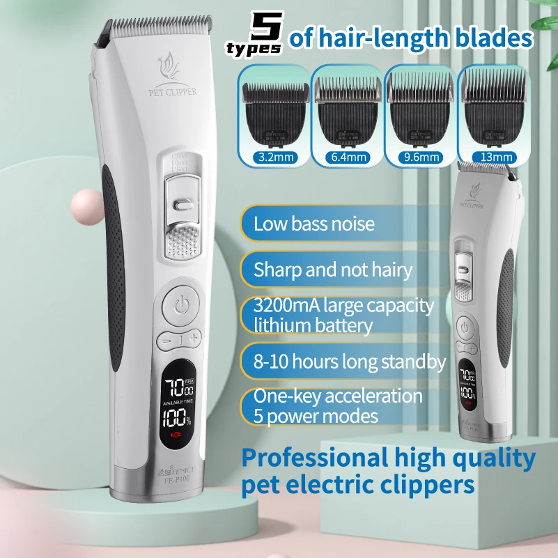 Fenice Electrical Pet Clipper Machine Dog Hair Clippers Grooming Animals Haircut Trimmer Shaver Set Pets Cordless Rechargeable