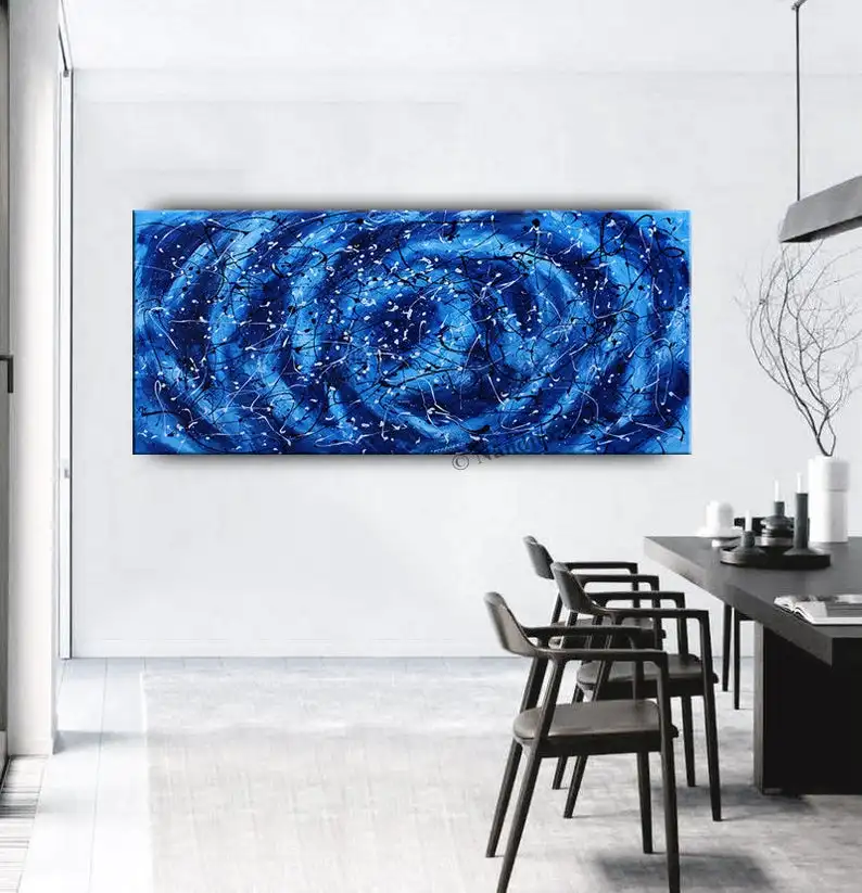 

BLUE PAINTING Abstract Canvas Art, Hand-Painted Luxury Modern Painting on Canvas -abstract oil painting,abstract contemporary