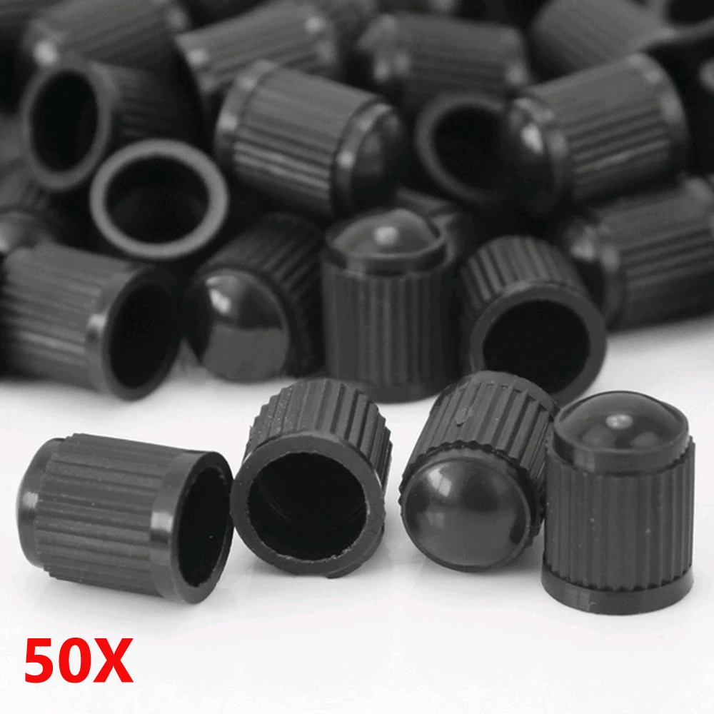 

50pcs Black Plastic Auto Car Bike Motorcycle Truck Wheel Tire Valve Stem Caps Car Wheel Caps Exterior Parts Car Accessories