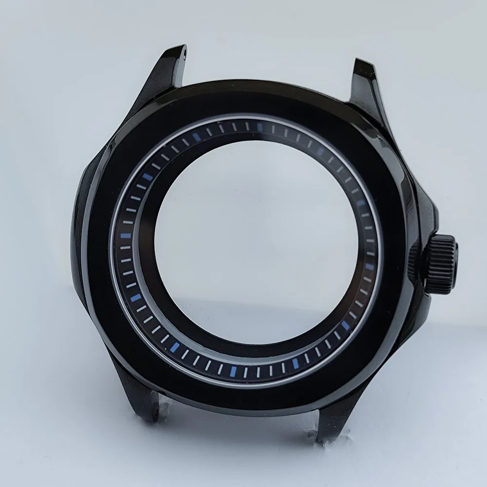 Black Steel Watch Case with Sapphire Glass and Chapter Ring, 39.5mm
