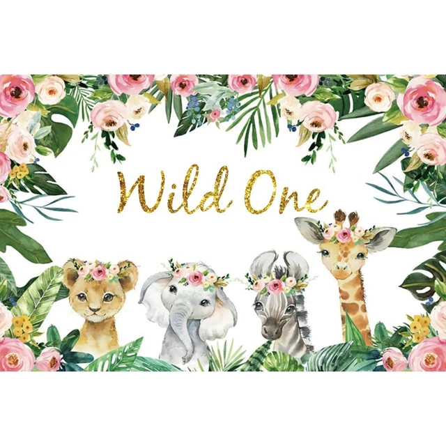 Safari 1st Birthday Backdrop Jungle Tropical Forest Wild One Animal Party Photography Newborn Baby Shower Photo Background Props NZY08850