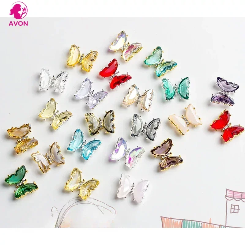 

5Pcs Sparkle Nail Crystal Rhinestones Butterfly Shapes Nail Designer Charms Jewelry For Luxury Nail Art 3D Accessories