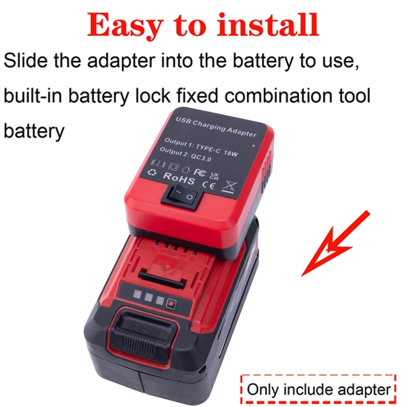Einhell/X-Change/OZITO 18V 리튬 이온 배터리 어댑터용 배터리 보조베터리 USB/Type-C 듀얼 고속 충전 인터페이스 전원 공급 장치