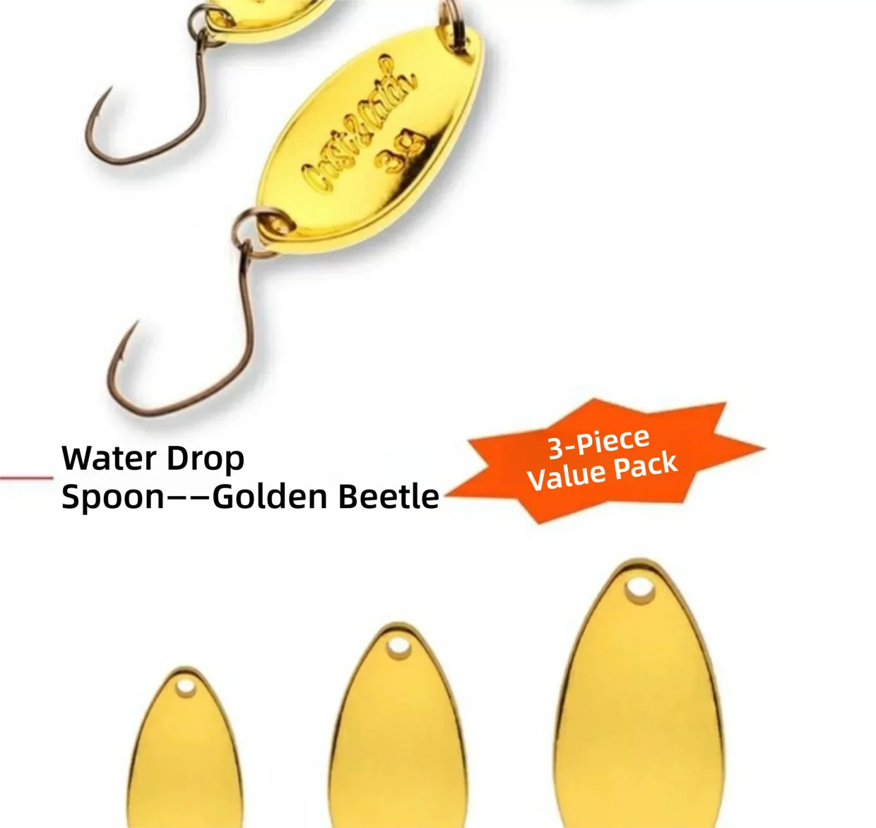 CAST&CATCH Golden Chafer/Golden Beetle Hard Baits – Metallguss-Jig-Löffel: Robuster Kupfer-Wassertropfen-Forellen-spezifischer Angelköder – Detail 3