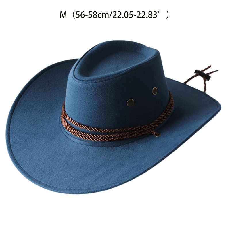 Vintage Western Cowboy Hat Solid Color Basin Hat Wide Brim Jazz Hat Outdoor Sun Protection for Hiking Camping Riding 6