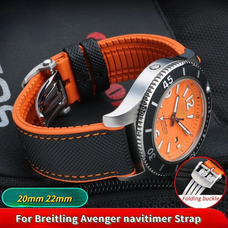 Per Breitling Seawolf Avenger Super Marine Watchband Cinturino In Gomma Impermeabile Da Uomo In Silicone 20Mm 22Mm Accessori Per Cinturino Da Polso