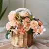1Pc Exquisite Rattan Storage Basket Flower Pot Hand-woven Lace Bow Decoration Picnic Storage Baskets Wedding Supplies 3