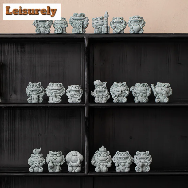 Green Sandstone Feng Shui Master Tea Pet Antique Fish Tank Landscaping Tea Figurine Play Toys Tea Statue Ornaments Supplies Gift