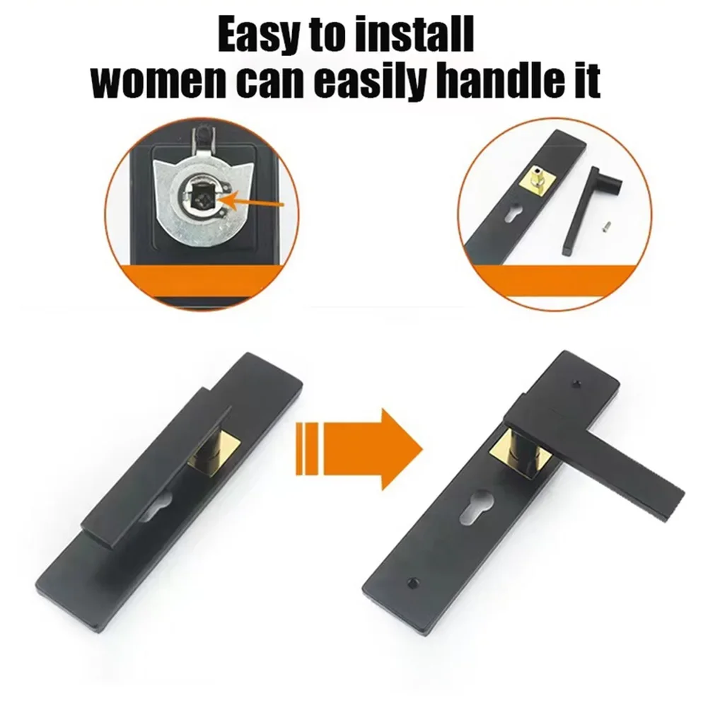 Mute Door Lock Anti-theft Mechanical Door Lock Split Handle Door Handle Lock with Keys Security Entrance for Bedroom Bathroom