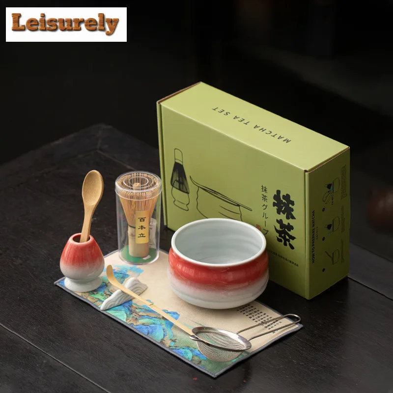 8pc/set Ice Gray Matcha Imitation Song Tea Decorating Case Tea Baixi Matcha Bowl Tea Stand Filter Mesh Tea Set Accessories Gifts