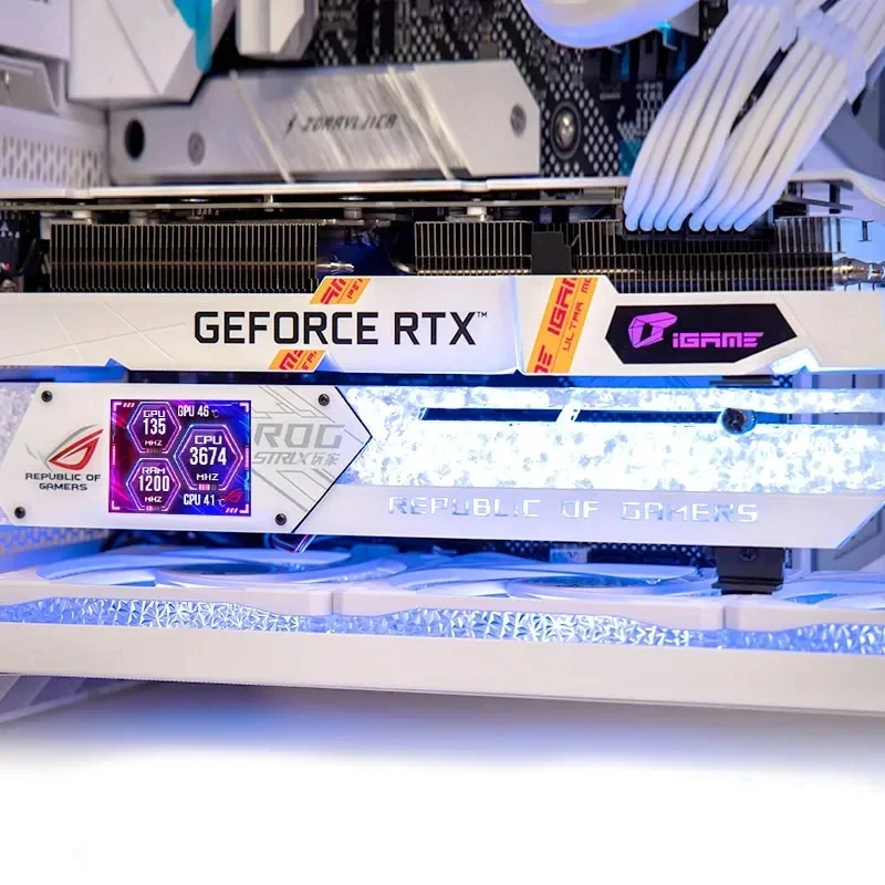 Display Lcd Suporte Gpu para Gabinete pc Gamer Suporte Vga Suporte Rgb com Monitor Led Tela Aida 64 Rog Msi 12v 5v 2.2 Diy - Imagem 3