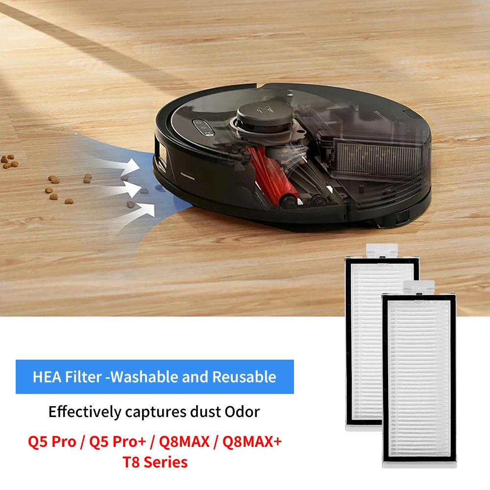 8 Pezzi) Filtri HEPA di ricambio compatibili con Roborock Q5 Max+, Q5 Pro, Q5 Pro+, Q8 Max, Q8 Max+, Q7, Q7+, Q7 Max, Q7 Max+, Q5 Duoroller+, Robot Aspirapolvere