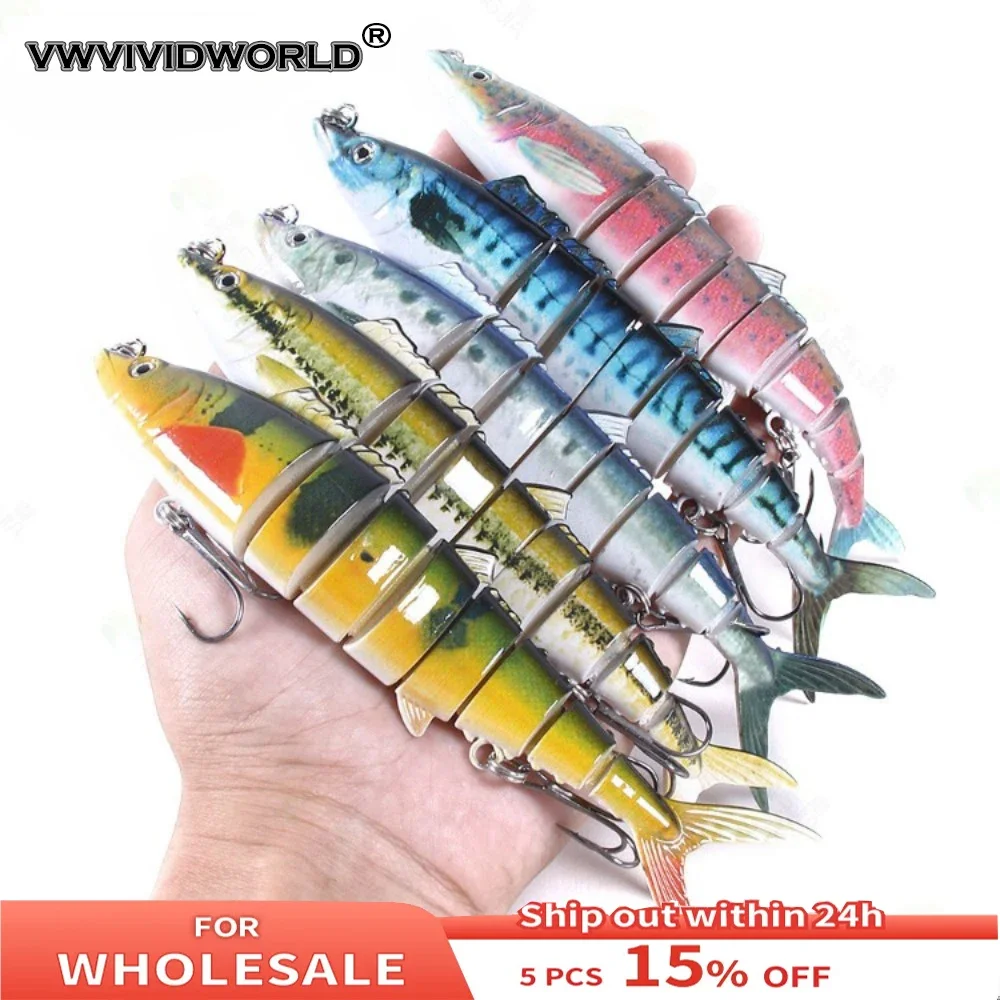 

VWVIVIDWORLD VH New 8-section Fishing Bait 17.8CM/38G Multi-section Fish Bait Wholesale for Bass Pike Plastic Fishing Tackle