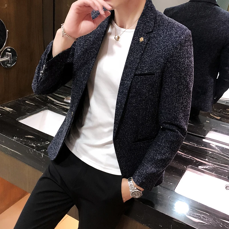 Men's Retro Casual Suit Jacket Blazers Business Formal Linen Suit Jacket High-quality Club Dress Formal Plus Size 4XL-M